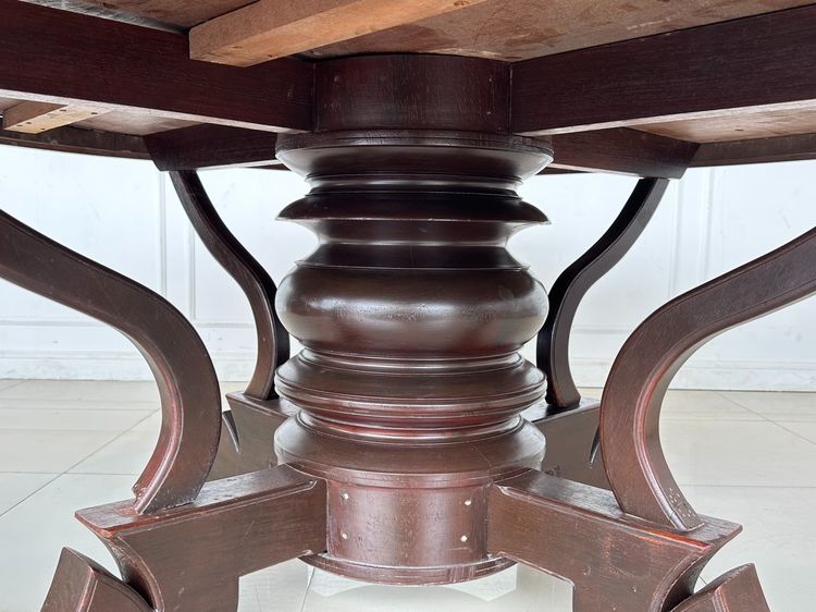 ชุดโต๊ะทานอาหารไม้จริง 8 ที่นั่ง ท็อปทรงกลม โครงกลึงกลม รูปที่ 9