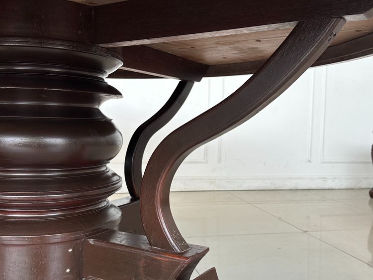 ชุดโต๊ะทานอาหารไม้จริง 8 ที่นั่ง ท็อปทรงกลม โครงกลึงกลม รูปที่ 11