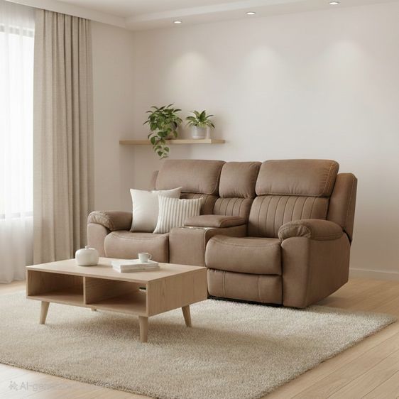 SOFA โซฟาปรับเอนนอนด้วยระบบไฟฟ้า (ราคาพิเศษ) นุ่มนั่งสบาย แบบผ้า 2 ที่นั่ง สีน้ำตาล