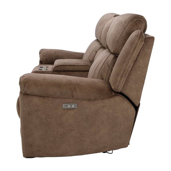 SOFA โซฟาปรับเอนนอนด้วยระบบไฟฟ้า (ราคาพิเศษ) นุ่มนั่งสบาย แบบผ้า 2 ที่นั่ง สีน้ำตาล รูปที่ 3