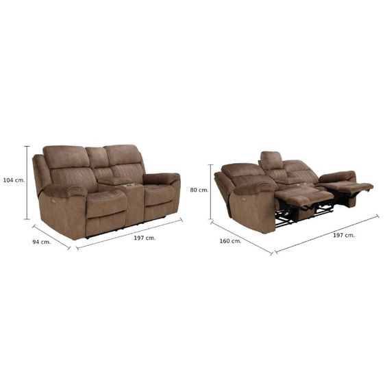 SOFA โซฟาปรับเอนนอนด้วยระบบไฟฟ้า (ราคาพิเศษ) นุ่มนั่งสบาย แบบผ้า 2 ที่นั่ง สีน้ำตาล รูปที่ 6