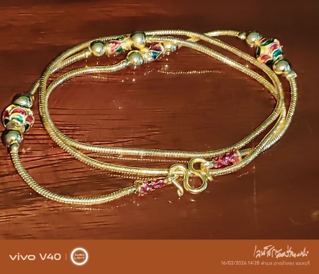 สร้อยคอทองไมครอนตอกโค๊ตตะขอลงยาสุโขทัย รูปที่ 3