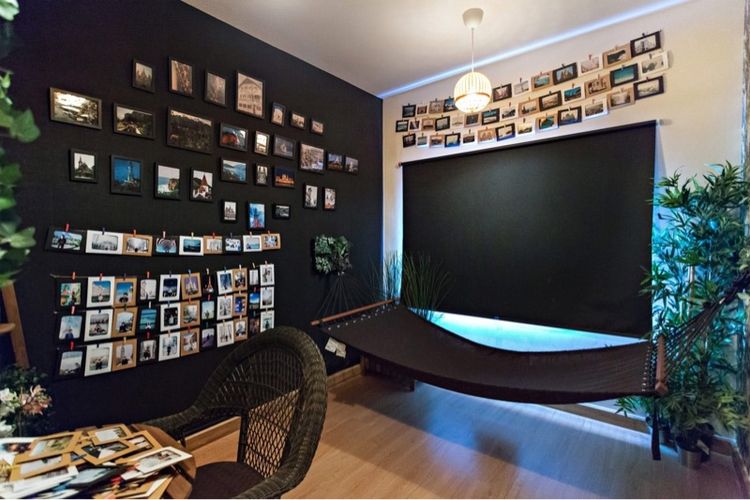 IKEA แฮมม็อกผ้าแบบเรียบ คานไม้สองด้าน 