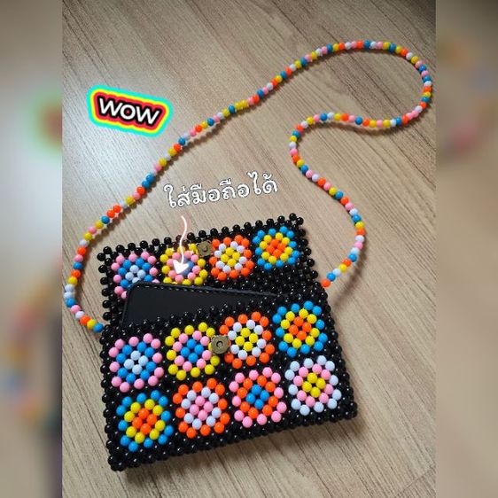 กระเป๋าลูกปัดสีสดใส มีใบเดียว พร้อมส่ง Crossbody ได้ รูปที่ 2