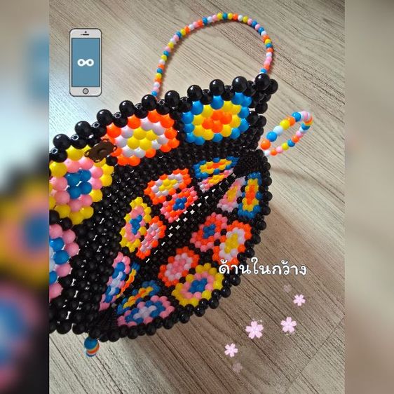 กระเป๋าลูกปัดสีสดใส มีใบเดียว พร้อมส่ง Crossbody ได้ รูปที่ 4