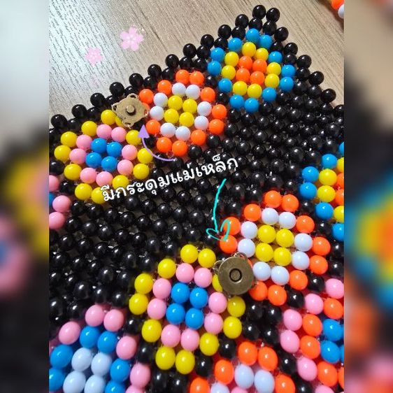 กระเป๋าลูกปัดสีสดใส มีใบเดียว พร้อมส่ง Crossbody ได้ รูปที่ 3