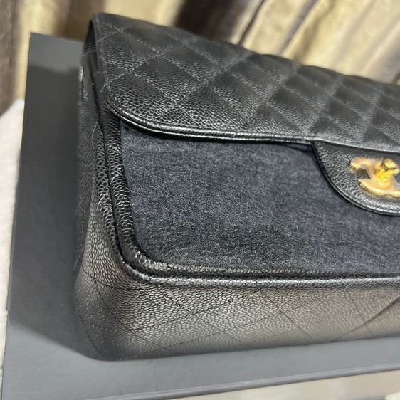 Like New Chanel Classic Jumbo 12” GHW Caviar Black รูปที่ 14