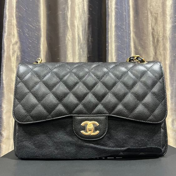 Like New Chanel Classic Jumbo 12” GHW Caviar Black รูปที่ 18