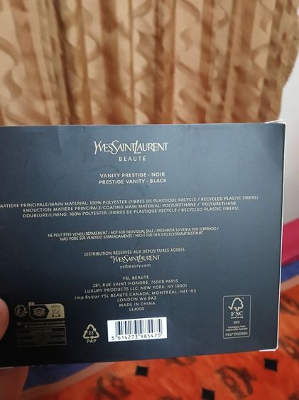 กระเป๋าเครื่องสำอางแท้ 𝗬𝗦𝗟 𝗕𝗘𝗔𝗨𝗧𝗘 Cosmetic
ขนาด 15 x 11 x 12 cm
โลโก้ทอง โลโก้ดำ  รูปที่ 2