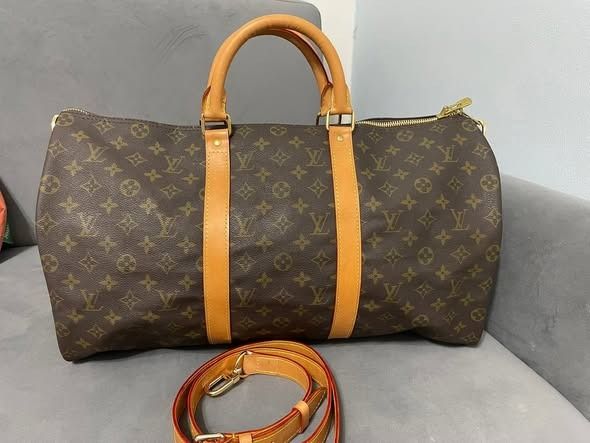 อื่นๆ หนังแท้ ไม่ระบุ น้ำตาล กระเป๋าเดินทาง Louis Vuitton Keepall 50 ลาย Monogram