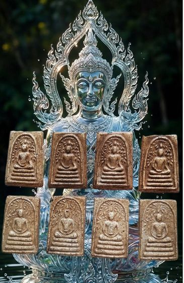 พระสมเด็จปรกโพธิ์ วัดเขาตะเครา พิมพ์สดุ้งกลับ พิมพ์สมาธิสะดือขีด เพชรบุรี รุ่นปี 2513 