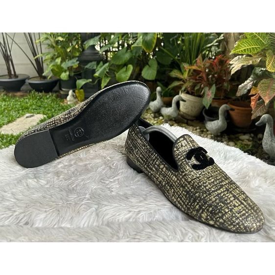 Loafers Flats Gold Glitter Tweed Sz.38 มือสอง รูปที่ 4