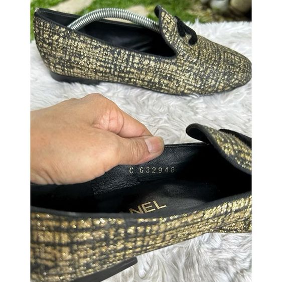 Loafers Flats Gold Glitter Tweed Sz.38 มือสอง รูปที่ 5