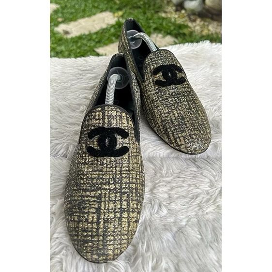 Loafers Flats Gold Glitter Tweed Sz.38 มือสอง รูปที่ 2