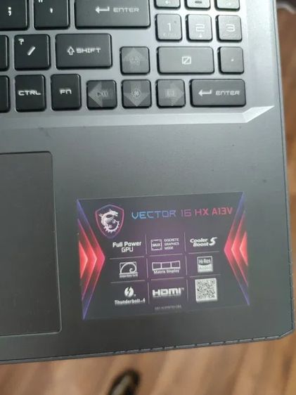 แล็ปท็อปเกมมิ่ง MSI Vector 16 i9 แรม 16GB การ์ดจอ RTX4080 12GB DLSS3 หน้าจอ 240Hz สภาพเหมือนใหม่ รูปที่ 4
