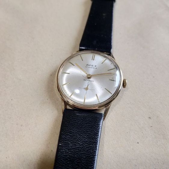 นาฬิกาวินเทจ แบรนด์ Apex ตัวเรือน 9ct 17 jewels Switzerland ยุคปี 1960-1969