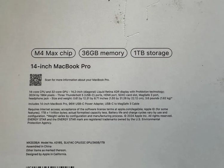 Macbook Pro 14" M4 Max 36GB 1 TB A3185 พร้อม AppleCare สภาพเหมือนใหม่ รูปที่ 5