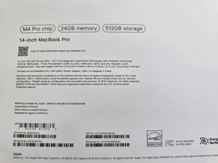 Macbook PRO 14 M4 PRO 512GB 24GB ใหม่เอี่ยม ยังไม่แกะกล่อง รูปที่ 6