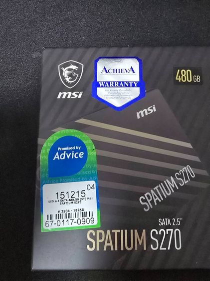 SSD SATA2.5 MSI SPATIUM S270 480 GB เป็นสินค้ามือ1 ยังไม่ได้แกะซีล ประกันAdviceยาวๆ เมย73 รูปที่ 3