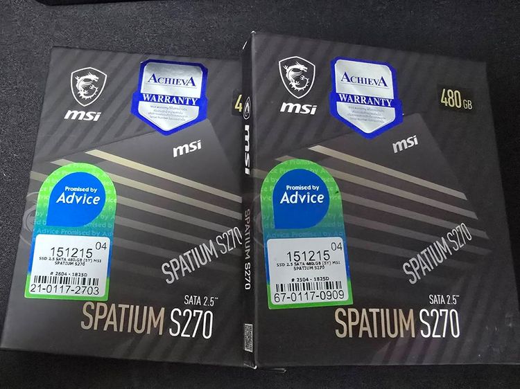 ที่เก็บข้อมูลและเมมโมรี่การ์ด SSD SATA2.5 MSI SPATIUM S270 480 GB เป็นสินค้ามือ1 ยังไม่ได้แกะซีล ประกันAdviceยาวๆ เมย73