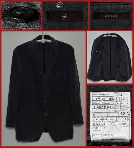 เทา แขนยาว ⚠️Made in Switzerland‼️แจ็คเก็ตสูท Zegna ของแท้ รุ่นใหม่ สไตล์ลำลอง 