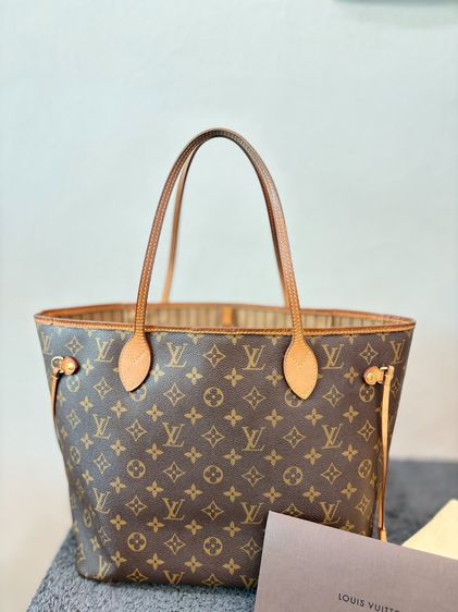 หนังแท้ หญิง น้ำตาล Louis Vuitton Neverfull MM Monogram มือสอง