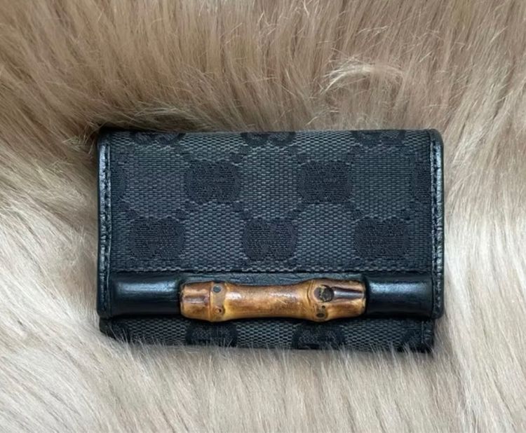 Gucci 6 key case GG canvas bamboo black มือสอง ของแท้