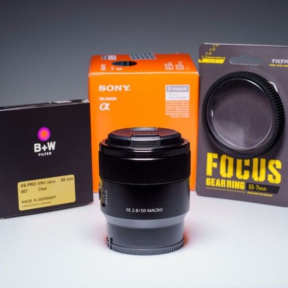 เลนส์มาโคร & ไมโคร Sony FE 50 f2.8 macro สภาพสวยครบกล่อง แถม BW xs pro filter และ Tilta Focus Gearring