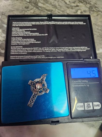 จี้กางเขนกะโหลกเงินแท้ 925 รูปที่ 2