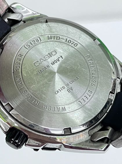 Casio MTD-1070 Diver Style 100M หน้าปัดดํา ขอบน้ําเงิน สายสแตนเลส ทรงสปอร์ต รูปที่ 4