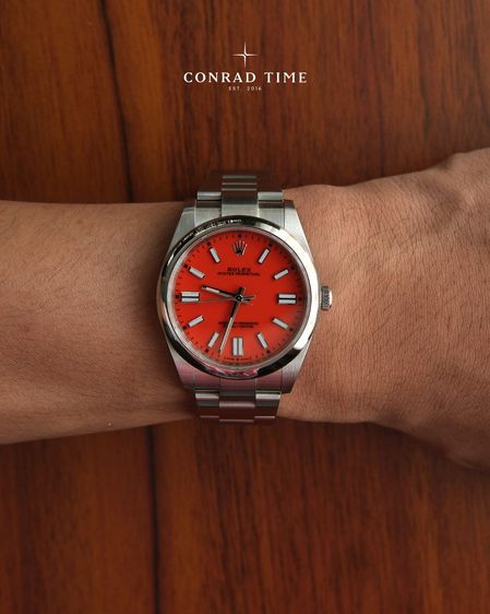 Rolex Oyster Perpetual 124300 Coral Red Dial Oyster Steel 2021 41mm. Fullset  รูปที่ 4