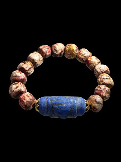 กำไรข้อมือพระสมเด็จม้วน ลงรักปิดทองสีน้ำเงินสายวัง รูปที่ 2