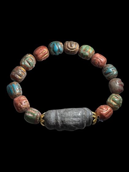 กำไรข้อมือพระสมเด็จม้วน ลงรักปิดทองสีดำาสายวัง รูปที่ 2