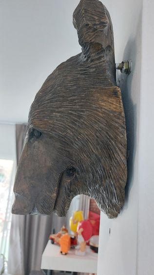 หัวหมีแกะสลัก ไม้เก่าแท้  รูปที่ 3