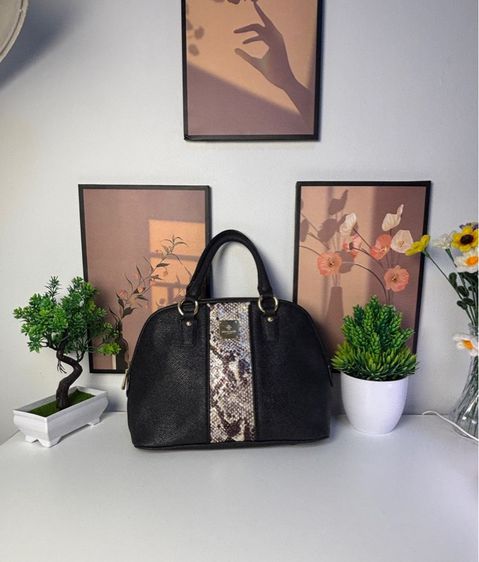 หญิง ดำ หนังแท้ กระเป๋าถือ Pierre Cardin Paris