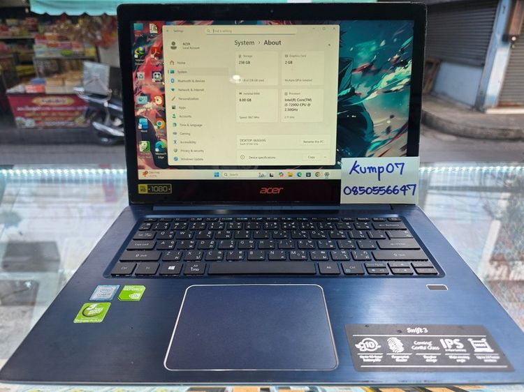 ขาย Notebook Acer Swift 3 SF314 Core i5 RAM 8 SSD 256 มือ2 สภาพดี มีการ์ดจอ แบตเก็บไฟ 4900 บาท ครับ รูปที่ 7