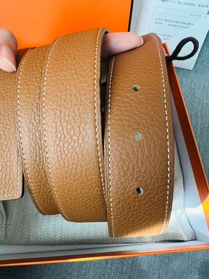 Like New Hermès Belt Size 120 Reversible Silver Buckle Y24 รูปที่ 3
