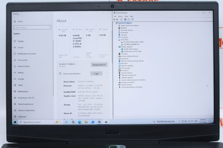 DELL INSPIRON CORE I5-10300H.GTX1650 RAM8.1TB+SSD256GB รูปที่ 4