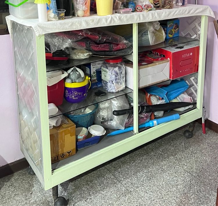 ตู้กระจก ชั้นวางของสารพัดประโยชน์ 3 ชั้น ไม่รวมชั้นบนสุดโครงสร้างเหล็ก รูปที่ 2