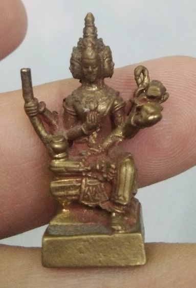 3069-รูปหล่อพระพรหมนั่งบัลลังค์ เนื้อทองเหลืองเก่า รูปที่ 4