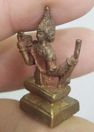 3069-รูปหล่อพระพรหมนั่งบัลลังค์ เนื้อทองเหลืองเก่า รูปที่ 18