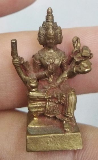 3069-รูปหล่อพระพรหมนั่งบัลลังค์ เนื้อทองเหลืองเก่า รูปที่ 10