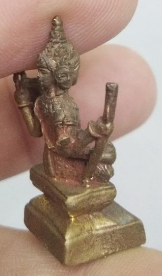 3069-รูปหล่อพระพรหมนั่งบัลลังค์ เนื้อทองเหลืองเก่า รูปที่ 7