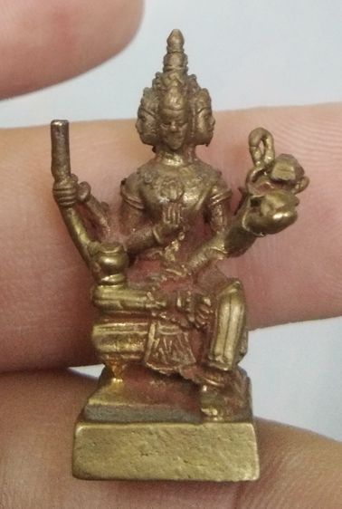 3069-รูปหล่อพระพรหมนั่งบัลลังค์ เนื้อทองเหลืองเก่า รูปที่ 15