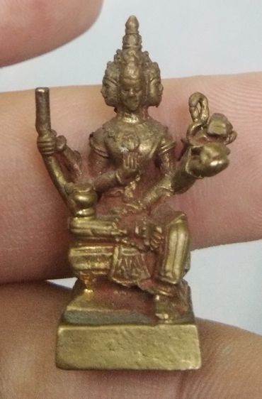 3069-รูปหล่อพระพรหมนั่งบัลลังค์ เนื้อทองเหลืองเก่า รูปที่ 14