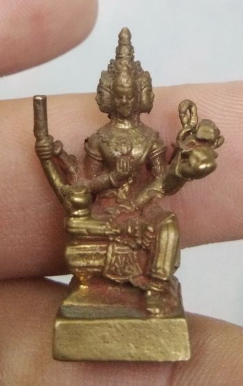 3069-รูปหล่อพระพรหมนั่งบัลลังค์ เนื้อทองเหลืองเก่า รูปที่ 12