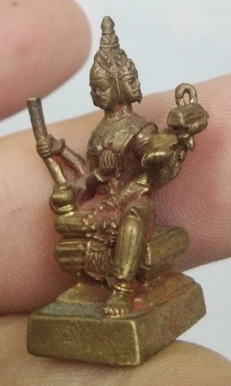 3069-รูปหล่อพระพรหมนั่งบัลลังค์ เนื้อทองเหลืองเก่า รูปที่ 2