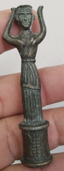 3084-เทวรูปอียิปต์เนื้อทองเหลืองเก่า ขนาดความสูงรวมประมาณ 7 ซม รูปที่ 6