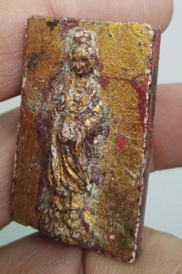 3086-เจ้าแม่กวนอิม เนื้อผงทาชาด ปิดทองเก่า รูปที่ 16