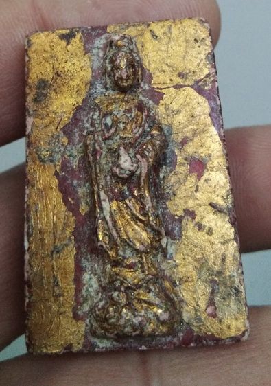 3086-เจ้าแม่กวนอิม เนื้อผงทาชาด ปิดทองเก่า รูปที่ 7